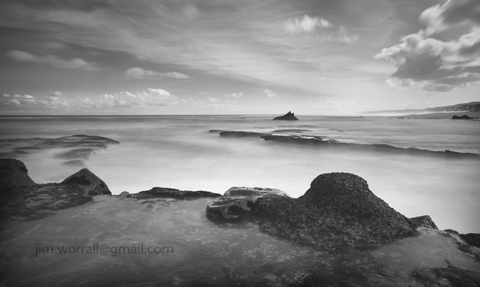 Jim Worrall, seascape, long exposure, black and white
